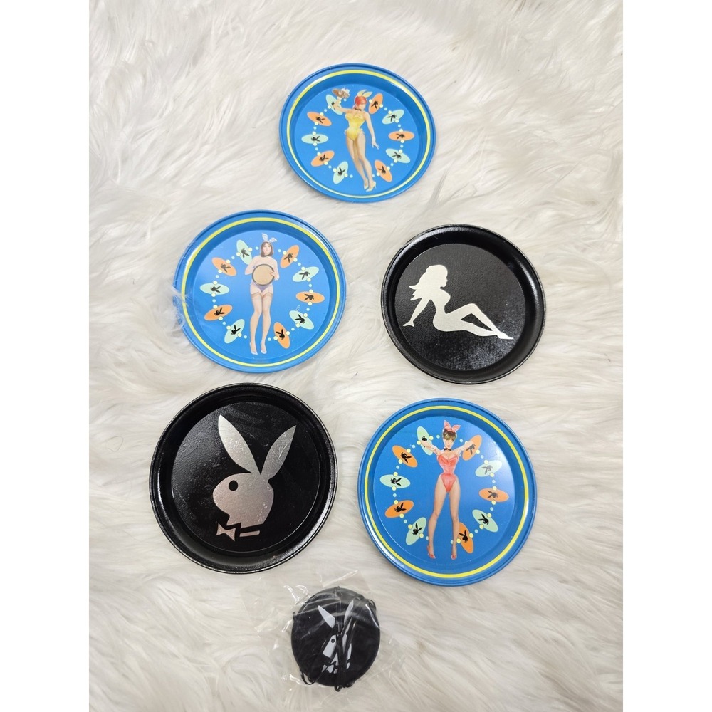 5 Lot Bundle Vintage Deadstock Grails Playboy Bunny Coasters Rolling Trays Extra